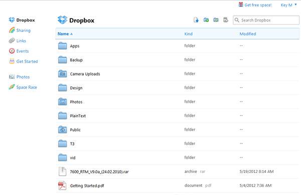 dropbox папки с файлами