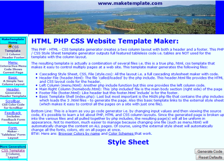 html php css website template generator