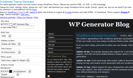 wordpress theme generator
