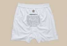 Білизна з текстом 4-ї поправки до конституції США (3 фото)